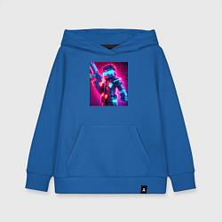 Детская толстовка-худи Minecraft and cyberpunk collaboration - neon glow
