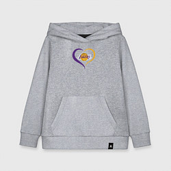 Толстовка детская хлопковая LA Lakers в сердце, цвет: меланж