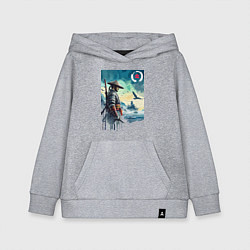 Толстовка детская хлопковая Японский самурай - призрак Цусимы, цвет: меланж