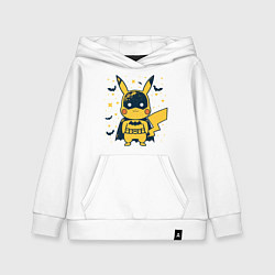 Толстовка детская хлопковая Пикачу бэтмен, цвет: белый