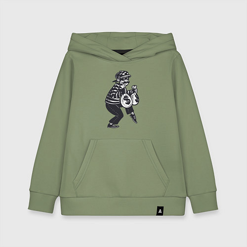 Детская толстовка-худи Вор с мешками денег / Авокадо – фото 1