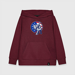 Толстовка детская хлопковая USA elephant, цвет: меланж-бордовый