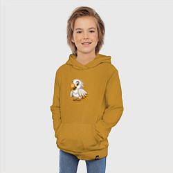 Толстовка детская хлопковая Белый попугай, цвет: горчичный — фото 2