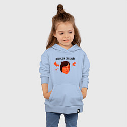Толстовка детская хлопковая Schoolboy Runaway - mom meme, цвет: мягкое небо — фото 2