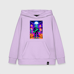 Толстовка детская хлопковая Halloween and Minecraft - neon collaboration, цвет: лаванда