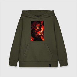 Толстовка детская хлопковая Сукуна Рёмэн проклятье, цвет: хаки