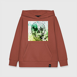 Толстовка детская хлопковая Череп черный краски, цвет: кирпичный