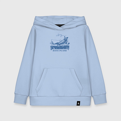 Детская толстовка-худи Енот лежит на диване и чилит / Мягкое небо – фото 1