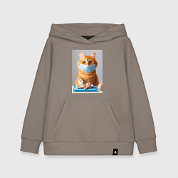 Толстовка детская хлопковая Рыжий кот хирург - нейроарт, цвет: утренний латте