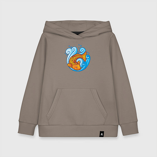 Детская толстовка-худи Золотая рыбка в море / Утренний латте – фото 1