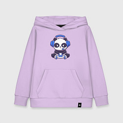 Толстовка детская хлопковая Панда с джойстиком, цвет: лаванда