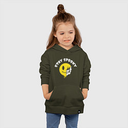 Толстовка детская хлопковая Stay spooky - smile emoji, цвет: хаки — фото 2