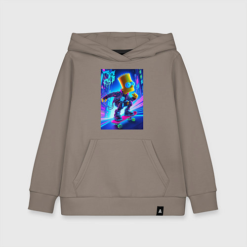 Детская толстовка-худи Барт Симпсон на скейтборде - неоновое свечение / Утренний латте – фото 1