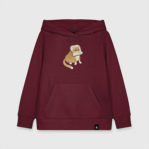 Детская толстовка-худи Милый толстый котик-хлебушек / Меланж-бордовый – фото 1