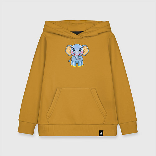 Детская толстовка-худи Милый слоненок / Горчичный – фото 1