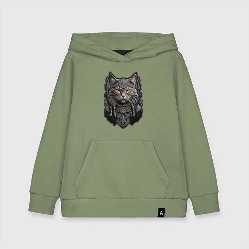 Детская толстовка-худи Кот викинг / Авокадо – фото 1