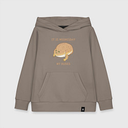 Толстовка детская хлопковая Жаба из мема среда мои чуваки, цвет: утренний латте