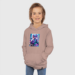 Толстовка детская хлопковая Модная красотка - киберпанк, цвет: пыльно-розовый — фото 2