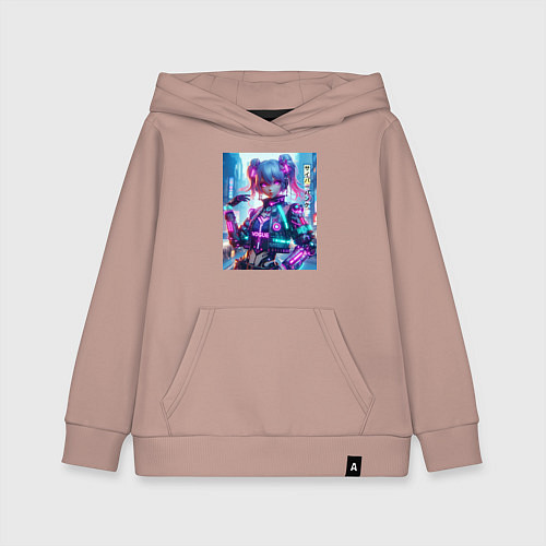 Детская толстовка-худи Модная красотка - киберпанк / Пыльно-розовый – фото 1