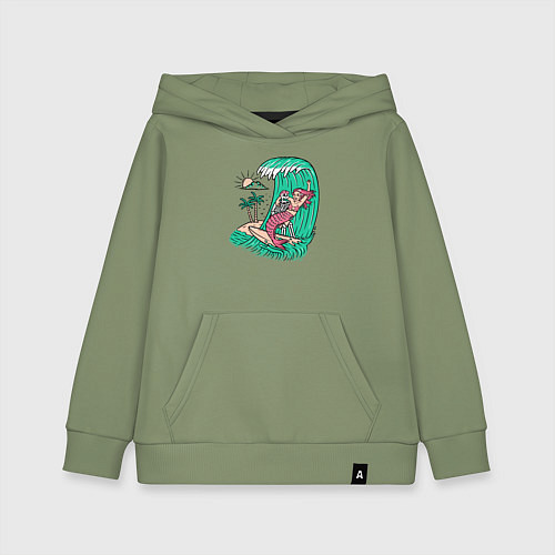 Детская толстовка-худи Серфер и русалка / Авокадо – фото 1