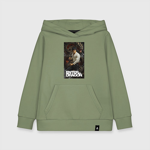 Детская толстовка-худи Брюс Ли - выход дракона / Авокадо – фото 1