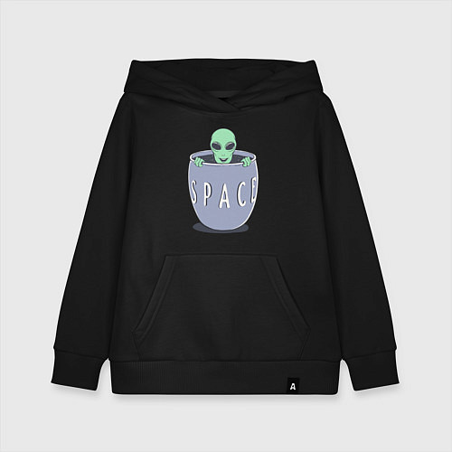 Детская толстовка-худи Космический пришелец / Черный – фото 1