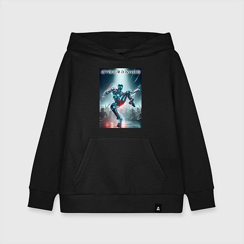 Детская толстовка-худи Кибер танцор - неоновое свечение / Черный – фото 1