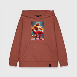 Толстовка детская хлопковая Рыжий котяра профессиональный боксёр - нейроарт, цвет: кирпичный