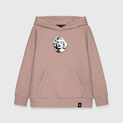 Толстовка детская хлопковая Мэрилин Монро в черно белом цвете, цвет: пыльно-розовый