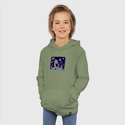 Толстовка детская хлопковая Схватка с осьминогом в космосе, цвет: авокадо — фото 2