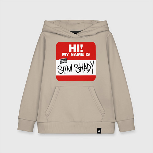 Детская толстовка-худи Eminem - slim shady sticker / Миндальный – фото 1