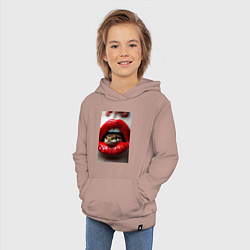 Толстовка детская хлопковая Символ нового года 2025 змея в губах, цвет: пыльно-розовый — фото 2