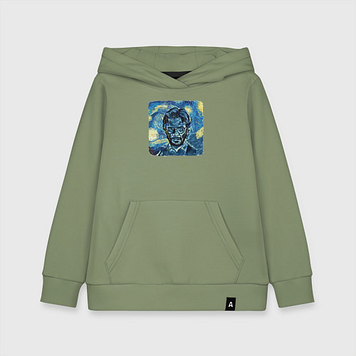 Детская толстовка-худи Профессор на картине Ван Гога / Авокадо – фото 1