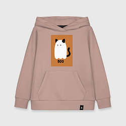 Толстовка детская хлопковая Котик-призрак на хэллоуин, цвет: пыльно-розовый