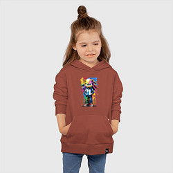 Толстовка детская хлопковая Ёжик Соник - граффити, цвет: кирпичный — фото 2