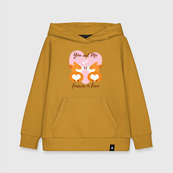 Толстовка детская хлопковая Влюблённые корги, цвет: горчичный