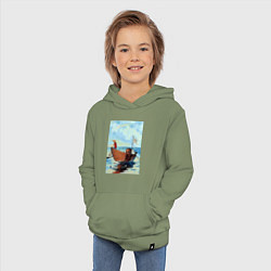 Толстовка детская хлопковая Ван-Пис Луффи, цвет: авокадо — фото 2