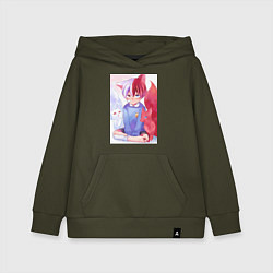 Толстовка детская хлопковая Моя геройская академия Сёто Тодороки лисы, цвет: хаки