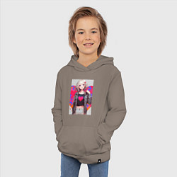 Толстовка детская хлопковая Аниме девочка сердце, цвет: утренний латте — фото 2