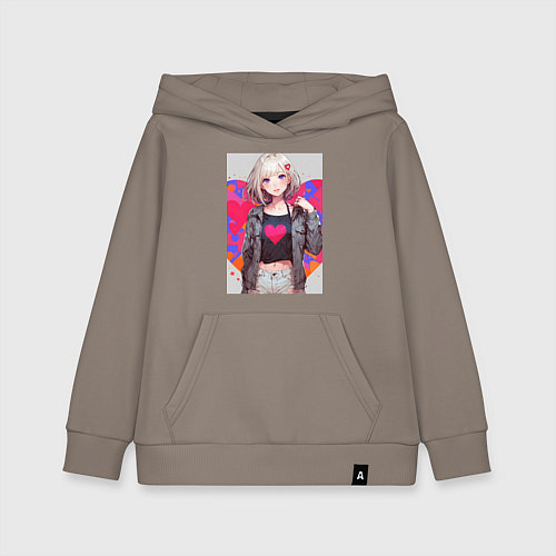 Детская толстовка-худи Аниме девочка сердце / Утренний латте – фото 1