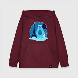 Толстовка детская хлопковая Медведь в Париже, цвет: меланж-бордовый