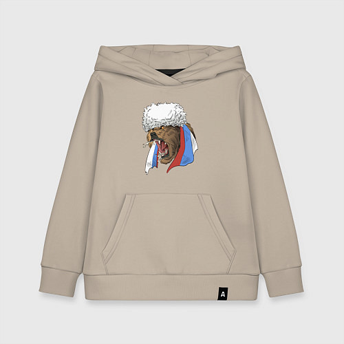 Детская толстовка-худи Русский медведь арт / Миндальный – фото 1