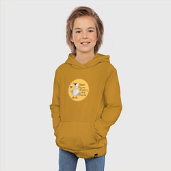 Толстовка детская хлопковая Гусь с бокалом, цвет: горчичный — фото 2