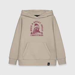 Толстовка детская хлопковая Новогодняя курица в шапке, цвет: миндальный