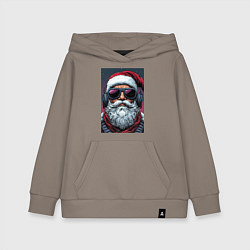 Толстовка детская хлопковая Санта Клаус в очках, цвет: утренний латте