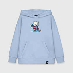 Детская толстовка-худи Полярный медвежонок хоккейный форвард