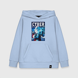 Толстовка детская хлопковая Кибер новый год - неоновое свечение, цвет: мягкое небо
