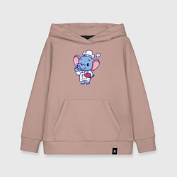 Толстовка детская хлопковая Слоник повар, цвет: пыльно-розовый