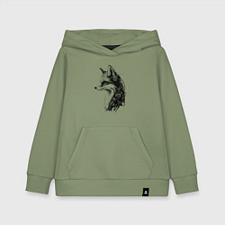 Толстовка детская хлопковая Лис-андроид, цвет: авокадо