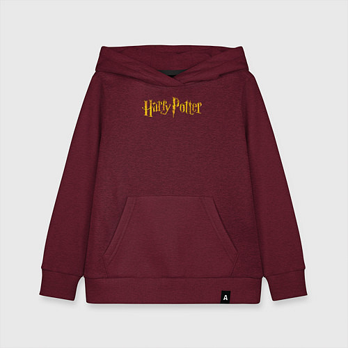 Детская толстовка-худи Harry Potter golden logo / Меланж-бордовый – фото 1